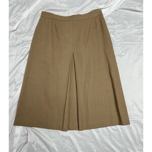 VTG Evan Picone Camel Color Wool A Line Midi Skirt Single Pleat 28in Waist 26 L